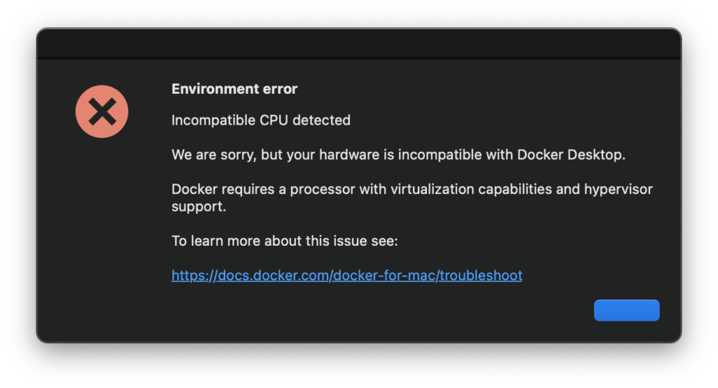 Docker for mac m1 error